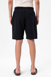 PANTALON SCURT BUMBAC NEGRU CU SNUR